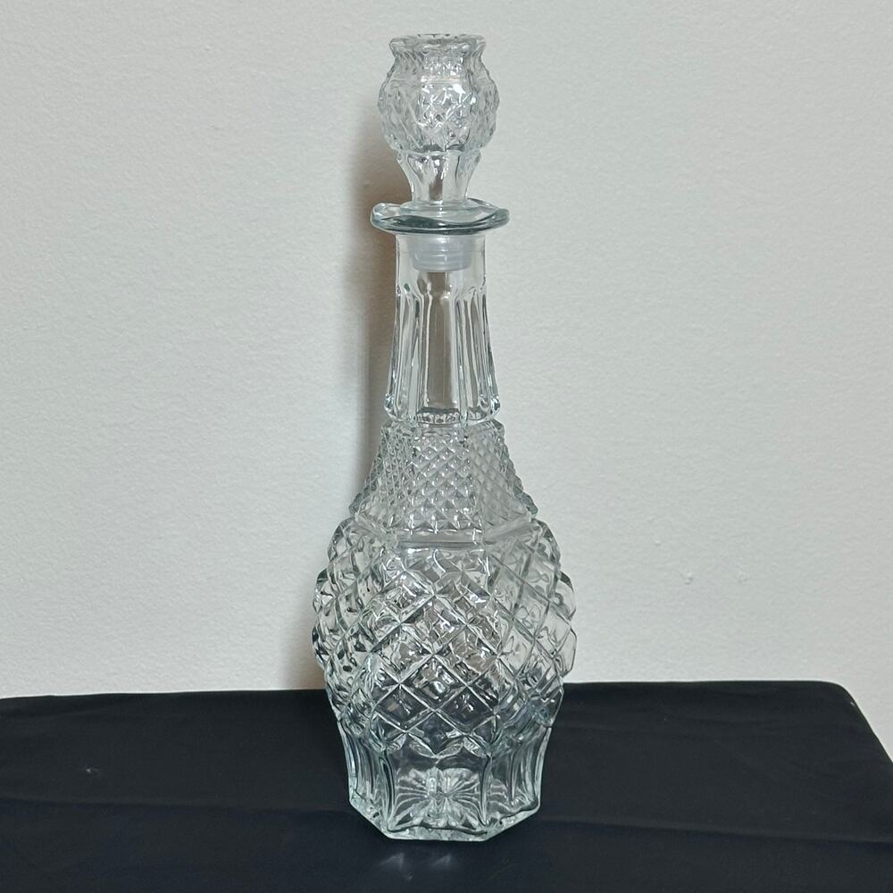 Vintage Anchor Hocking Wexford Crystal Glass Decanter With Stopper